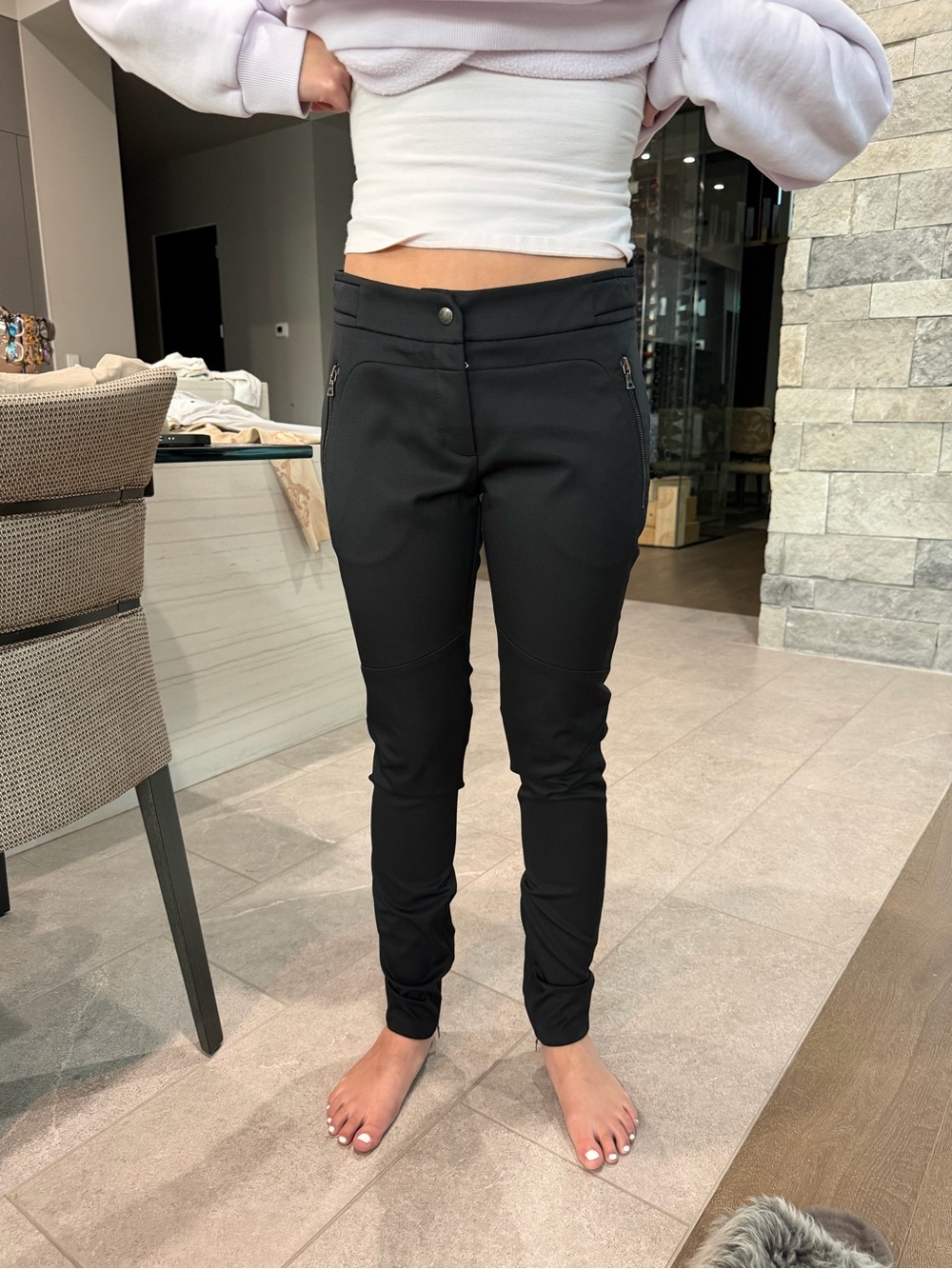 Prada Slim-Fit Black Ankle Zip  Pants for Women